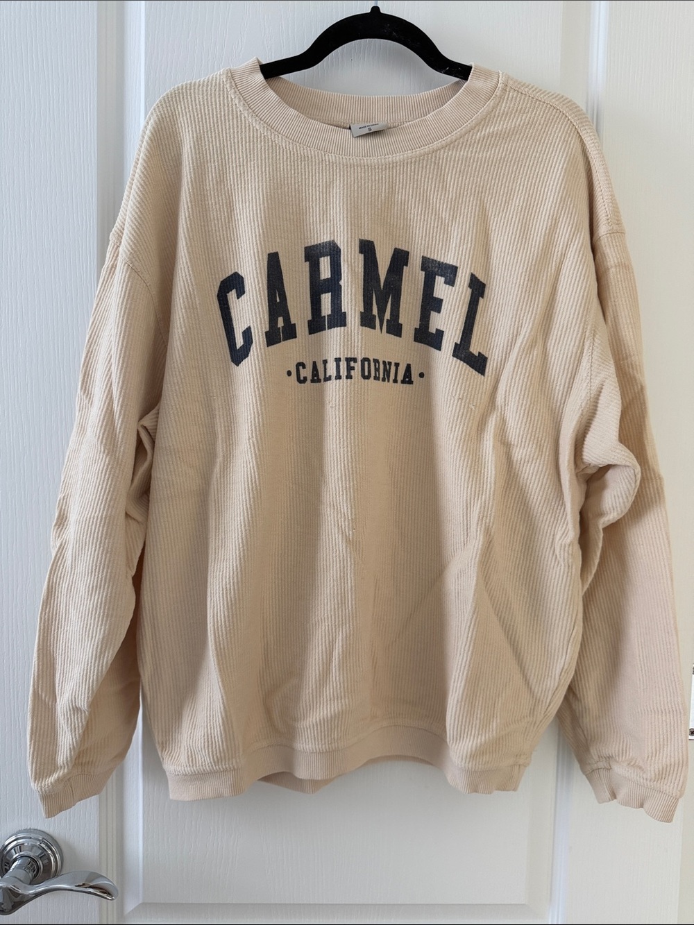 Corded Crewneck Sweatshirt - Carmel California in Cream